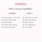 Comparison chart of 'HoldHer' products versus 'Others' on a white background.