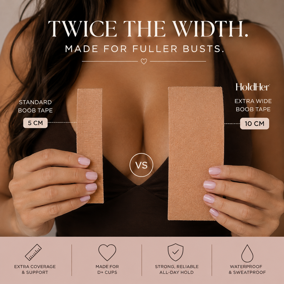 Boob Tape for Large Breasts • Extra-Wide Breast Lift Tape D+ Cups