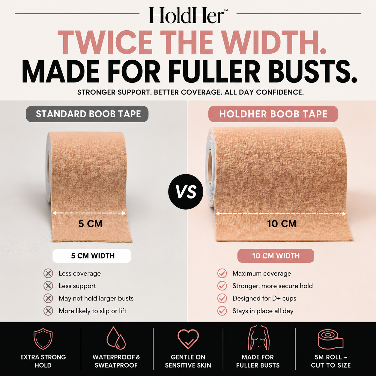 Boob Tape for Large Breasts — Wide Breast Lift Tape for D+ Cups