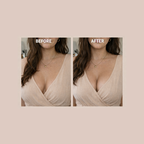 Before and after comparison of boob tape for large busts