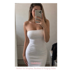 Mirror Selfie with Boob tape under strapless dress